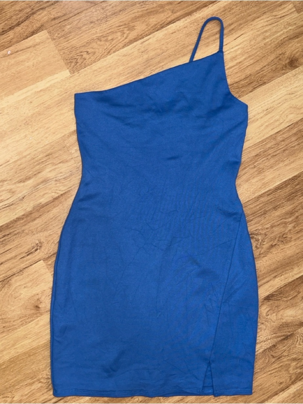 Lovers + Friends Keely Mini Dress One Shoulder Spaghetti Strap Blue Med